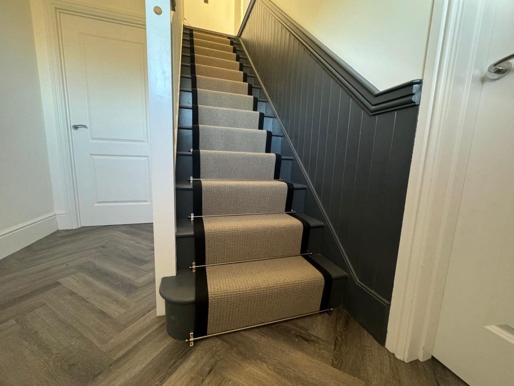 Herringbone LVT & Stair Runner Installation – Private Residence, Stevenage
